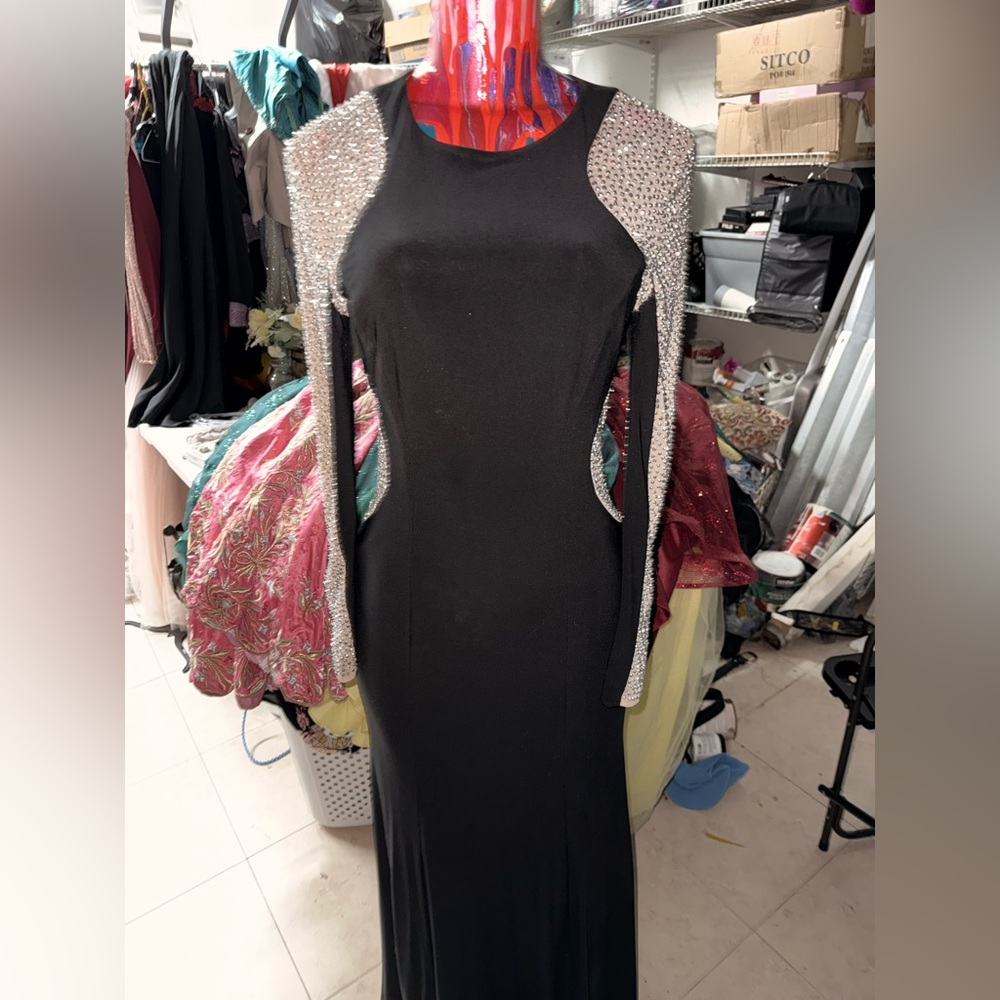 Elegant Black Dress with Silver Accents